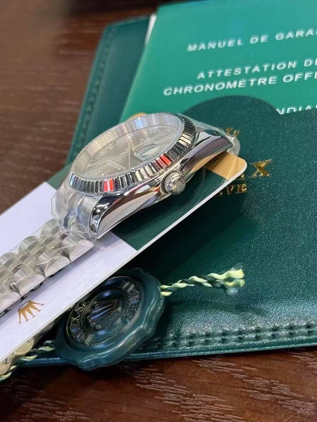 Rolex Pearlescent Gray Dial Watch — side